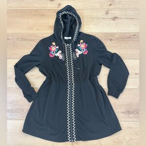 Anthropologie Solitaire Embroidered Hoodie Zip Up XL